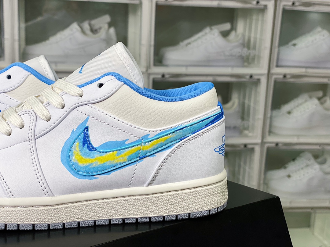 Air Jordan 1 Low SE ”White/Blue/Flame” AJ1 Jordan first generation low-top basketball shoes ”White Blue Flame” FJ7219-441