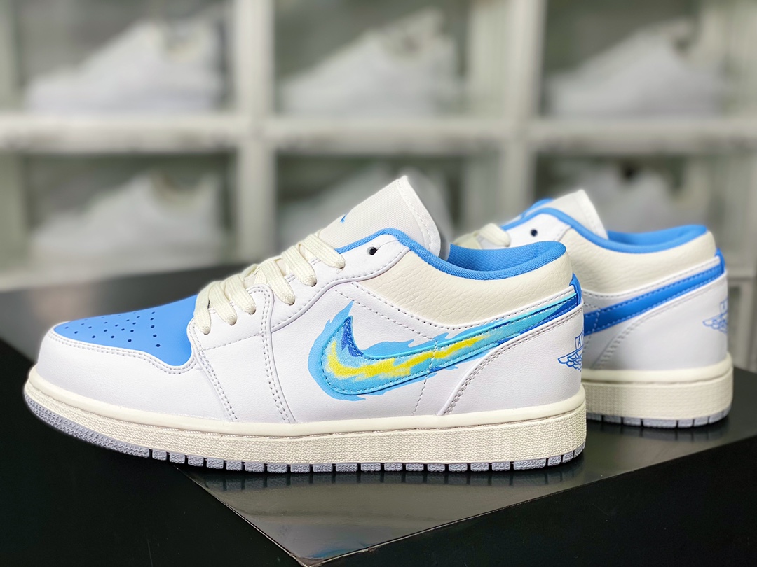 Air Jordan 1 Low SE ”White/Blue/Flame” AJ1 Jordan first generation low-top basketball shoes ”White Blue Flame” FJ7219-441