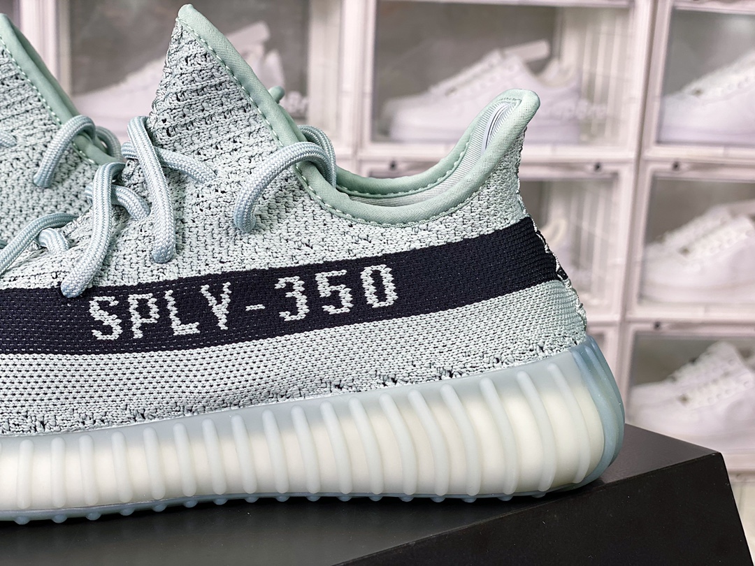 Adidas Yeezy Boost 350 V2 ”Jade Ash” versatile lightweight popcorn midsole casual sports jogging shoes ”Gray Lake Green Black” HQ2060