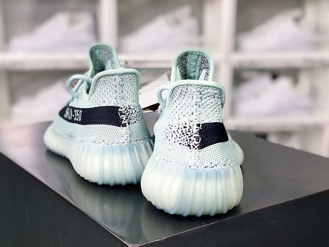 Adidas Yeezy Boost 350 V2 ”Jade Ash” versatile lightweight popcorn midsole casual sports jogging shoes ”Gray Lake Green Black” HQ2060