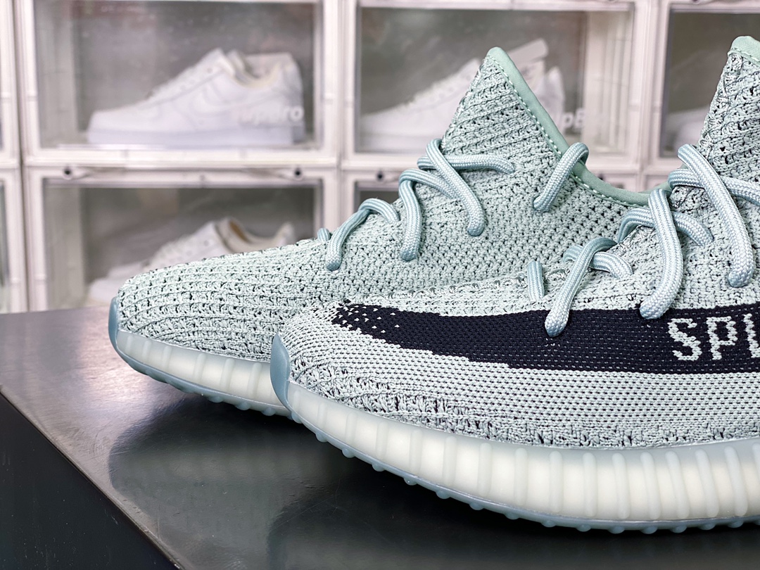 Adidas Yeezy Boost 350 V2 ”Jade Ash” versatile lightweight popcorn midsole casual sports jogging shoes ”Gray Lake Green Black” HQ2060