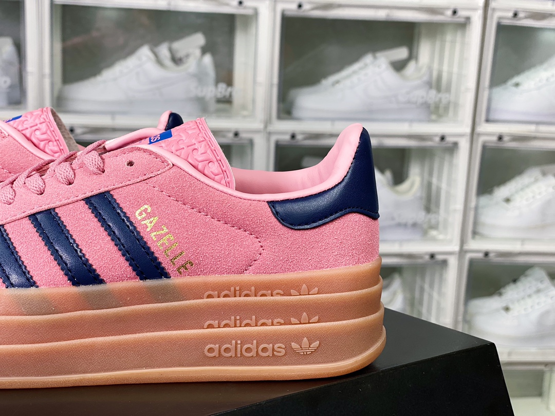 Adidas Originals Gazelle Bold W Antelope Platform Series Sneakers ”Rose Pink Navy Blue Raw Rubber Sole” HO6122