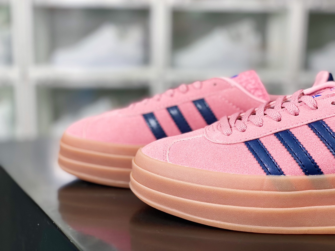 Adidas Originals Gazelle Bold W Antelope Platform Series Sneakers ”Rose Pink Navy Blue Raw Rubber Sole” HO6122