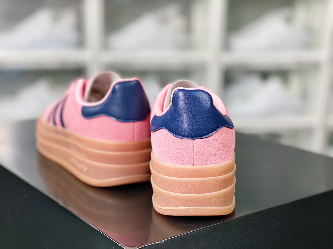 Adidas Originals Gazelle Bold W Antelope Platform Series Sneakers ”Rose Pink Navy Blue Raw Rubber Sole” HO6122