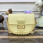 Louis Vuitton LV Dauphine Bags Handbags Black Yellow Cowhide Circle Mini M22276