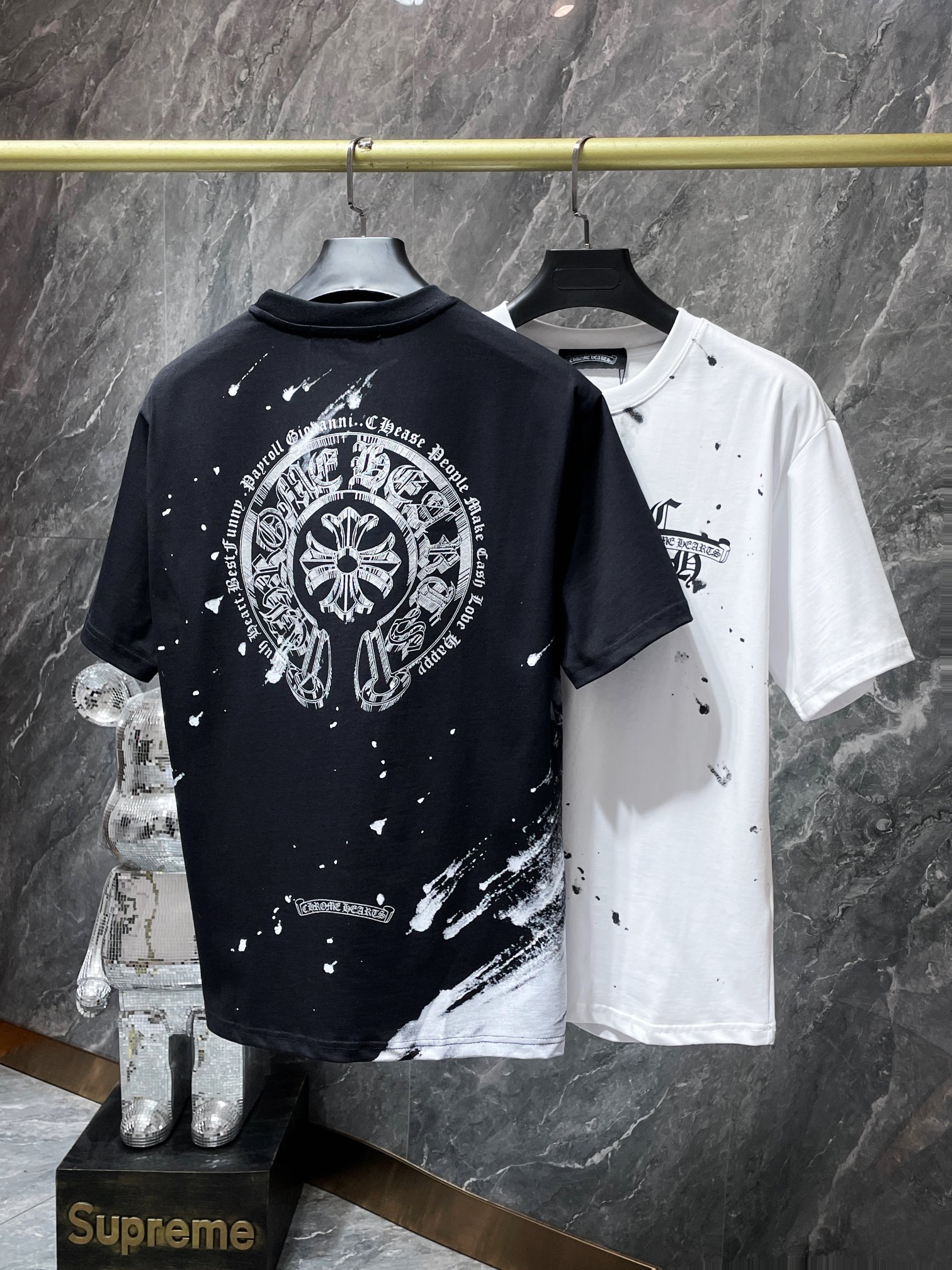 Chrome Hearts New
 Clothing T-Shirt Black White Summer Collection Short Sleeve