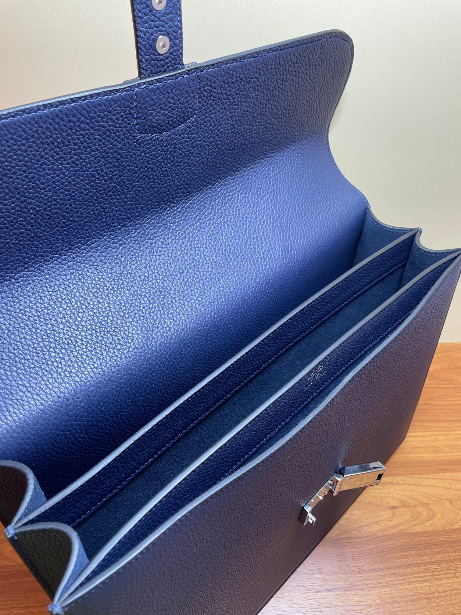 Hermes Men's Blue Leather Briefcase, Top-Handle Bag 39x28x12cm 8 a1684053375143 0408
