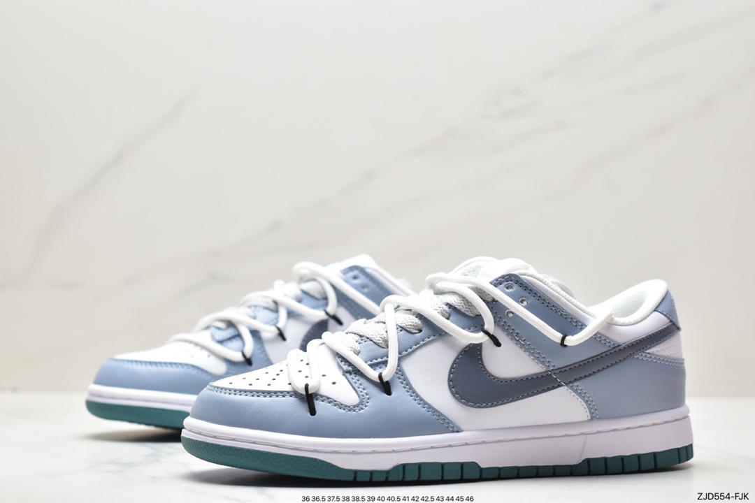 Nike SB Dunk Low Soda Gray White Blue Deconstructed Drawstring Shoelaces FD9911-101