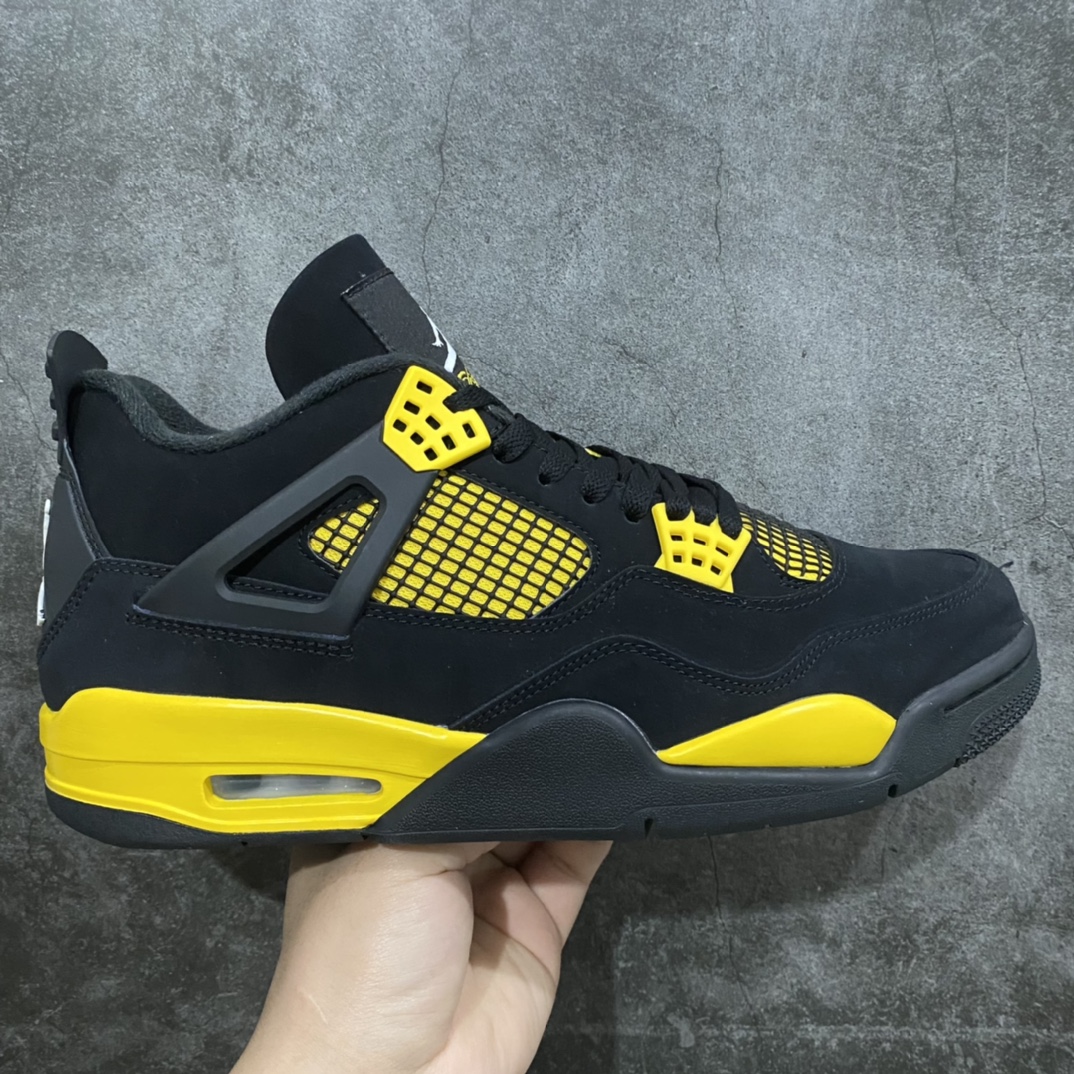 [Dongguan-made cut-out version] Air Jordan AJ4 Retro Black and Yellow Thunder God DH6927-017