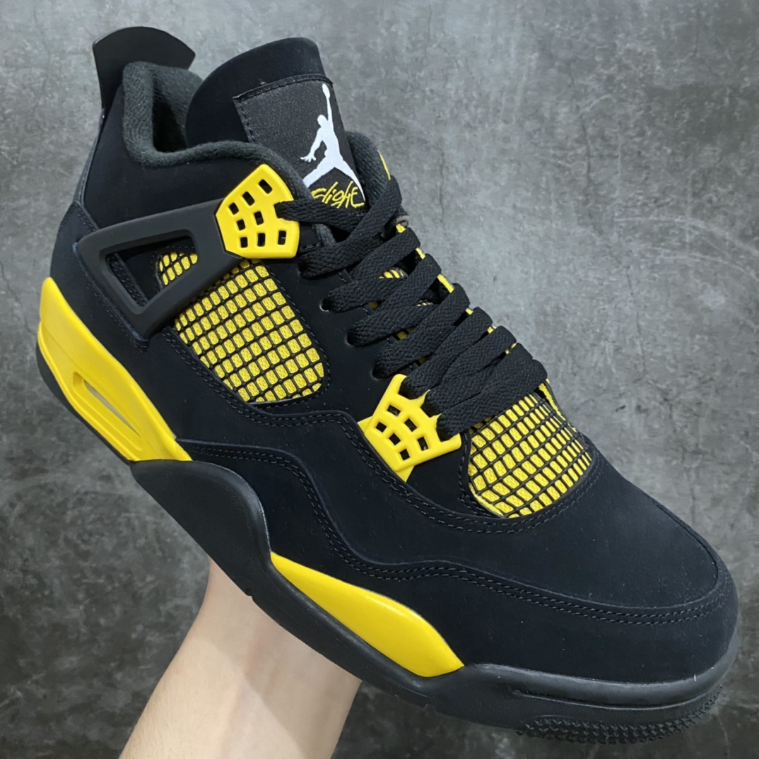 [Dongguan-made cut-out version] Air Jordan AJ4 Retro Black and Yellow Thunder God DH6927-017