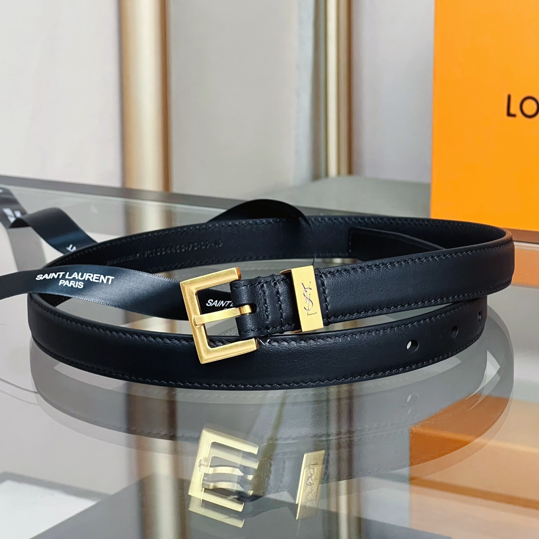 Yves Saint Laurent Belts Women Gold Hardware Calfskin Cowhide Fashion
