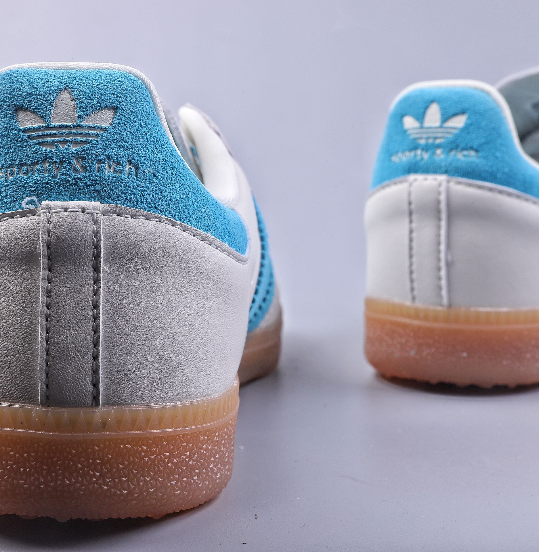 Adidas Originals Samba OG Samba Series Gentleman Sneakers ”White Light Blue Light Gray Raw Rubber Sole” IE7096