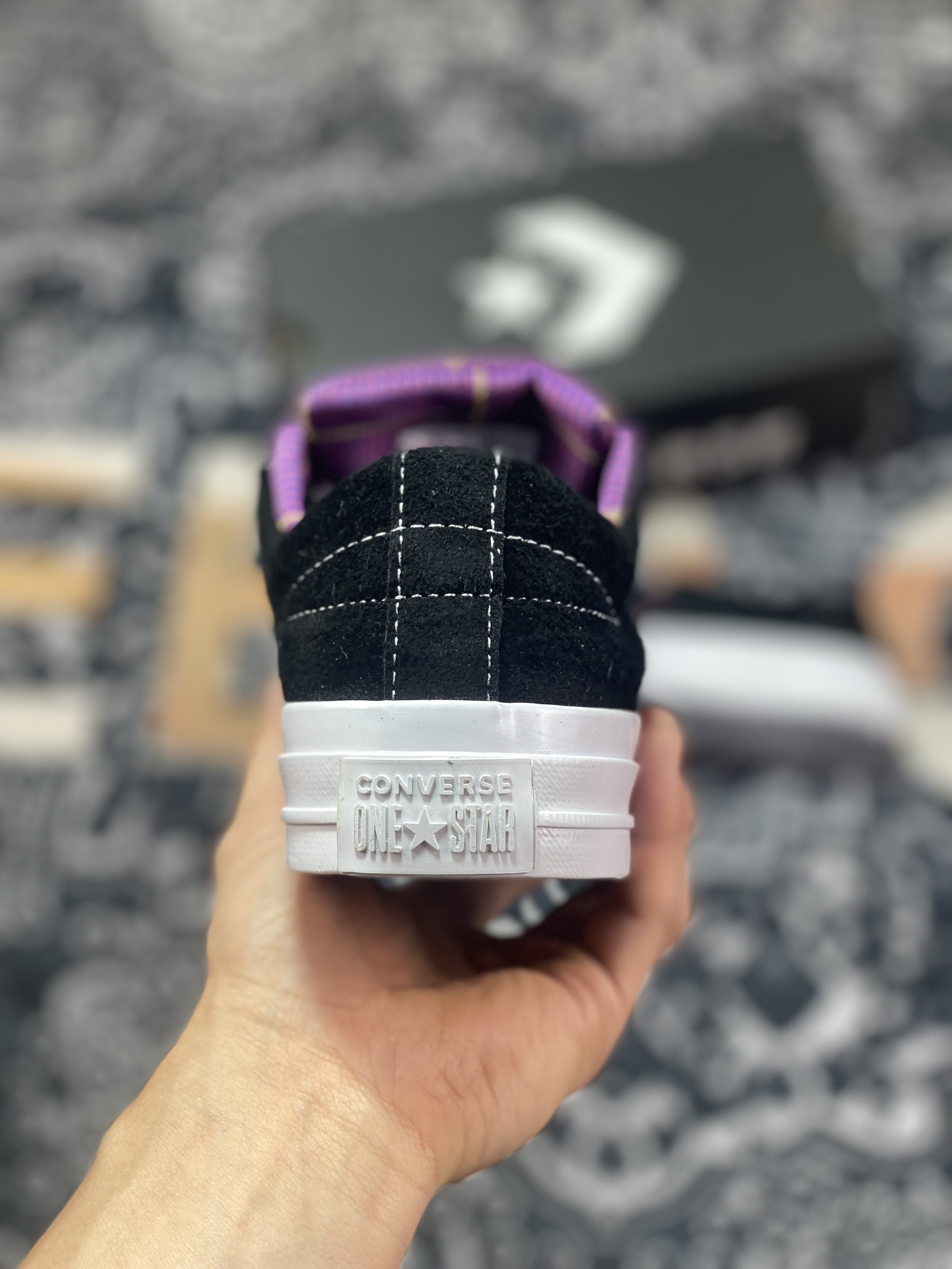 Converse One Star Tropical Feet One Star Suede Classic Black and Purple Low-top Sneakers 166847C