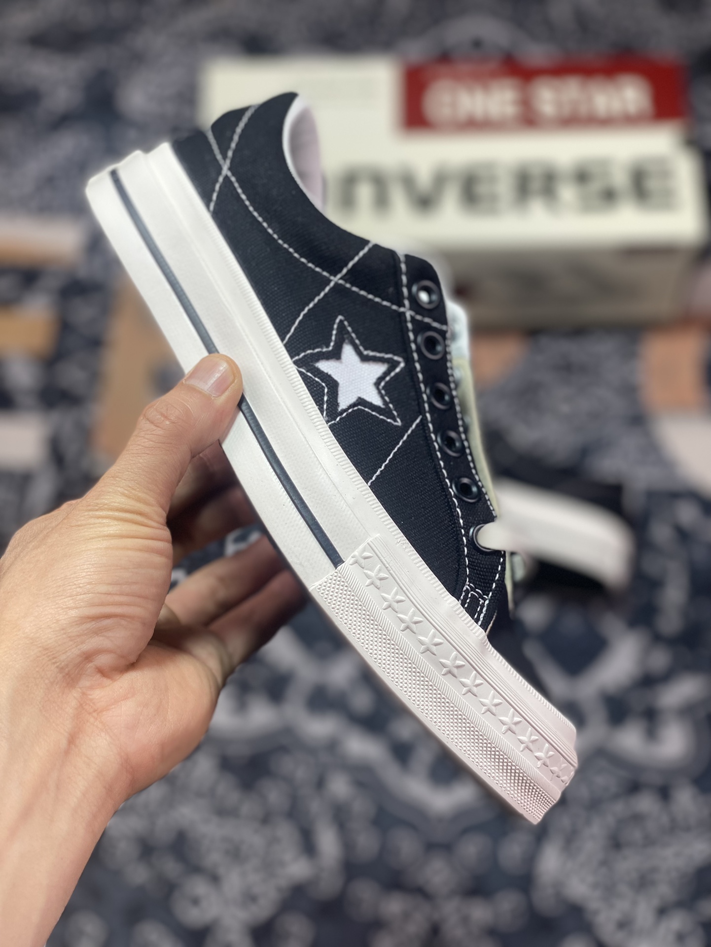 Nissan ONE STAR returns from its glory days CONVERSE 2023SS TIMELINE ONE STAR J VTG CANVAS Nissan Black Canvas