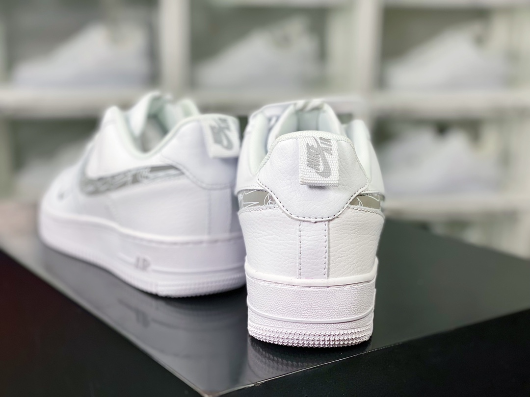 Air Force 1 '07 LV8 Low Premium ”Cut Out/White/Black Mini Swoosh” Air Force One Sneakers ”Leather White Gray Small Double Hook 3M Hook” FB8971-200