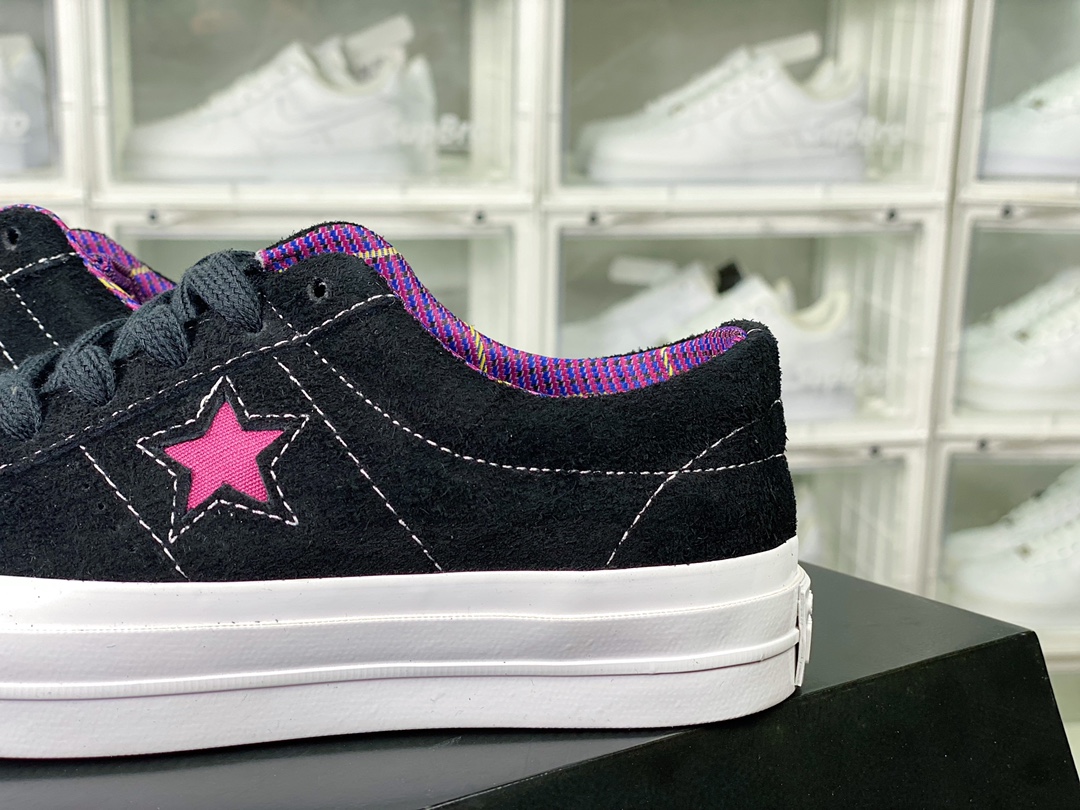 Converse Chuck One Star OX Suede ”Twisted Classi” Sneakers ”Black Purple Five Stars” 166847C