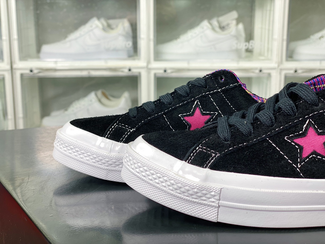 Converse Chuck One Star OX Suede ”Twisted Classi” Sneakers ”Black Purple Five Stars” 166847C