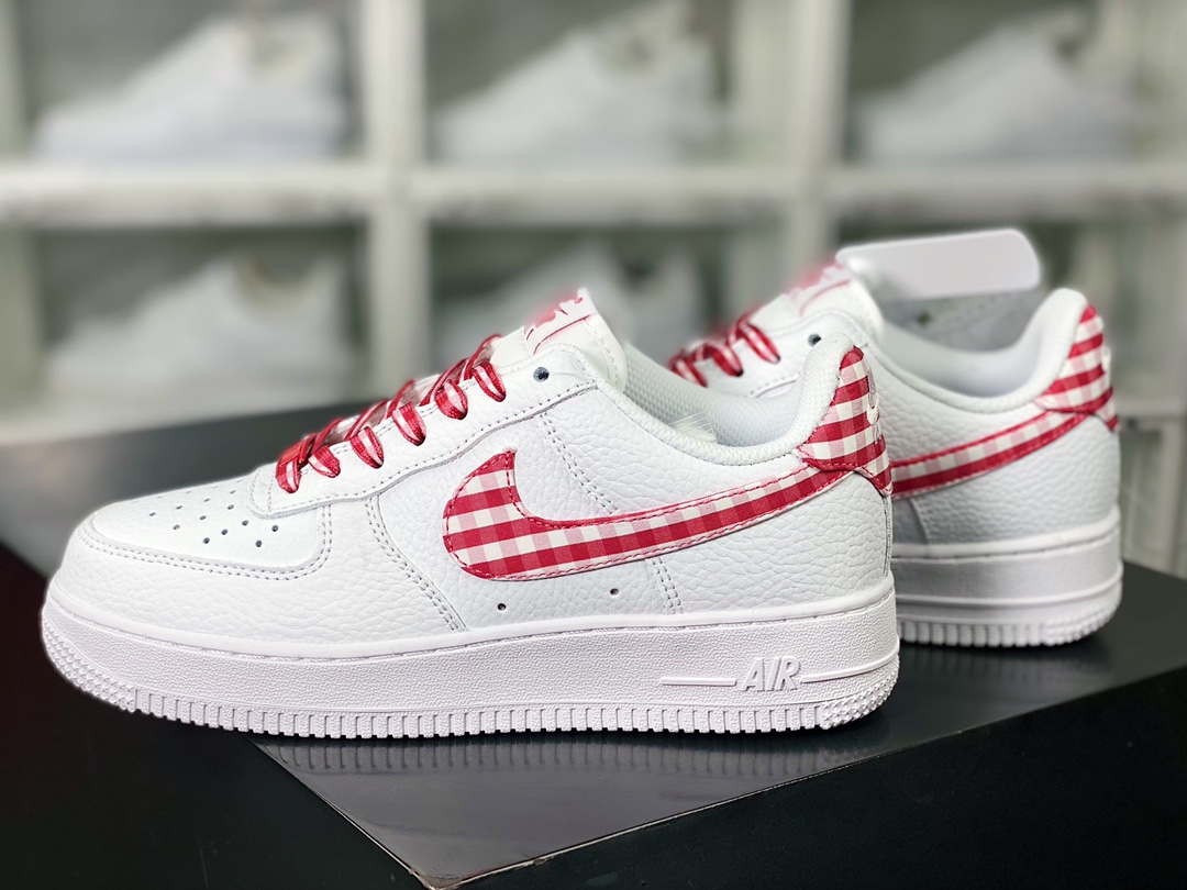 Air Force 1'07 Low ”Red Gingham” Air Force One classic low-top sneakers ”leather white light red striped plaid” DZ2784-100