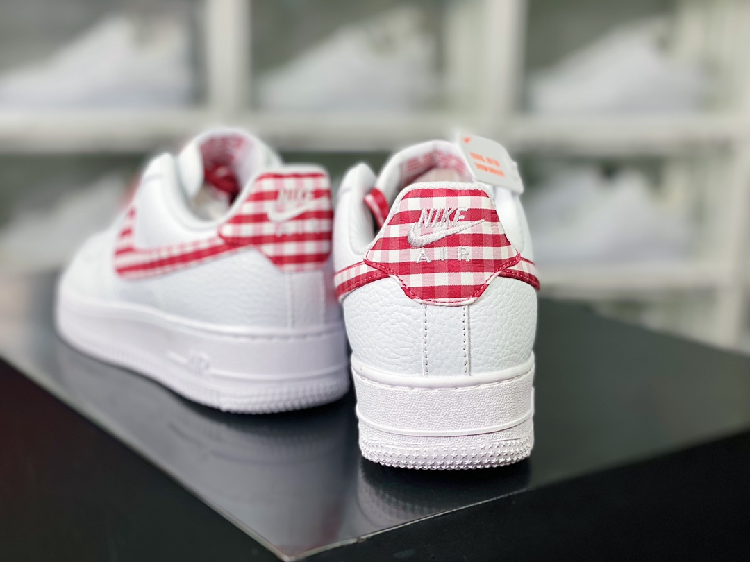 Air Force 1'07 Low ”Red Gingham” Air Force One classic low-top sneakers ”leather white light red striped plaid” DZ2784-100