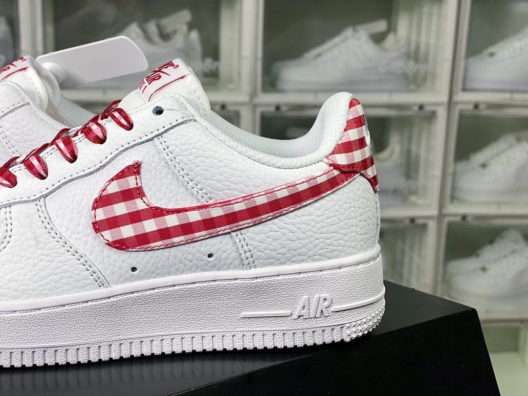 Air Force 1'07 Low ”Red Gingham” Air Force One classic low-top sneakers ”leather white light red striped plaid” DZ2784-100