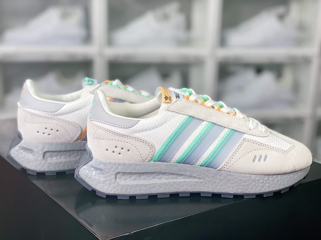 Adidas Originals Retropy Boost E5 series retro racing running shoes ”gray mint green” IG3401