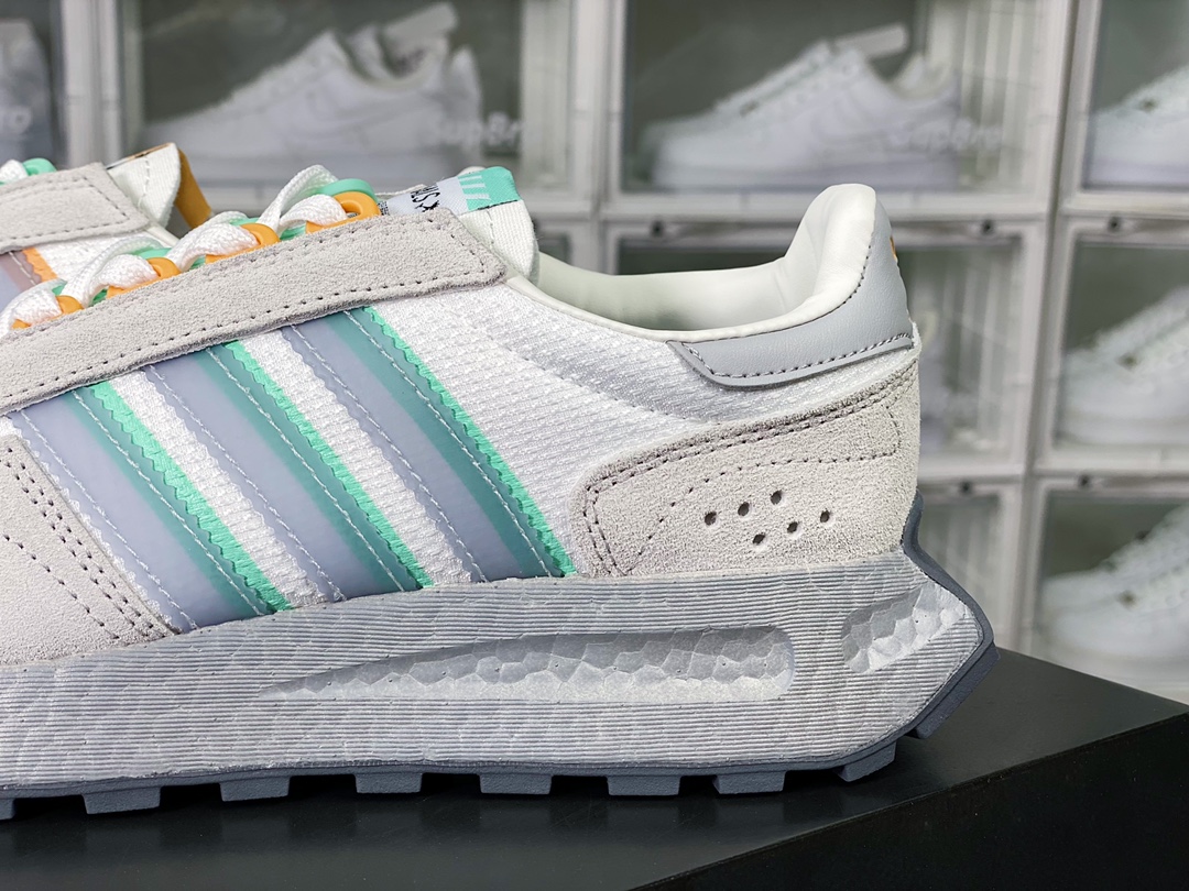 Adidas Originals Retropy Boost E5 series retro racing running shoes ”gray mint green” IG3401