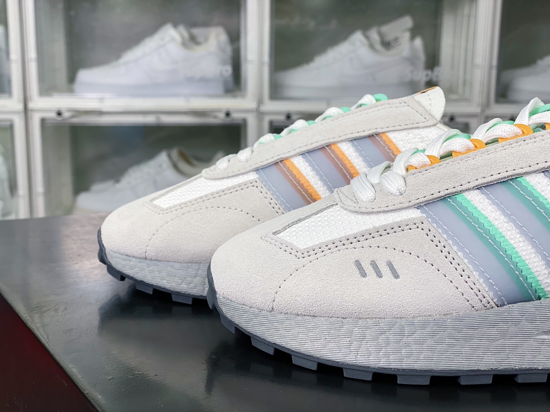 Adidas Originals Retropy Boost E5 series retro racing running shoes ”gray mint green” IG3401