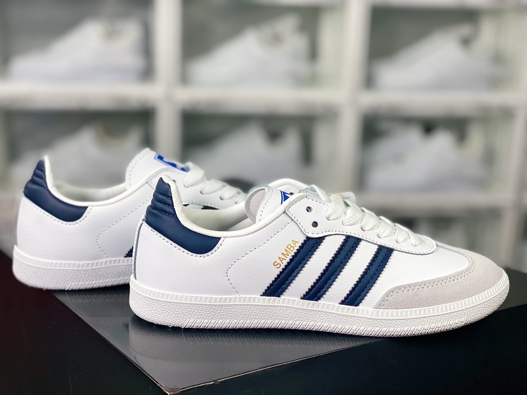 Adidas Originals Samba OG Samba Series Gentleman Dexter Football Shoes ”Leather White Gray Navy Blue” GW3158