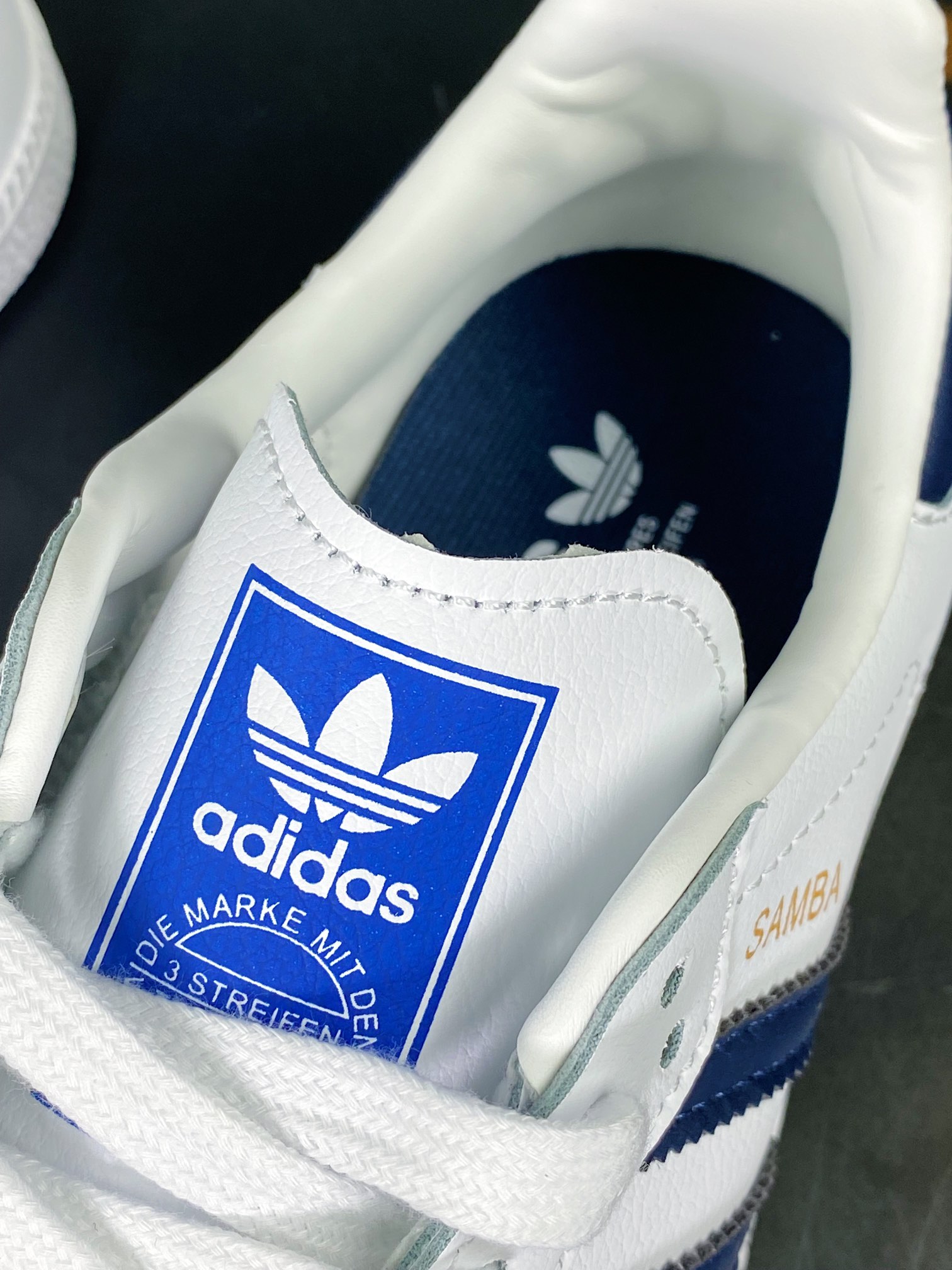 Adidas Originals Samba OG Samba Series Gentleman Dexter Football Shoes ”Leather White Gray Navy Blue” GW3158