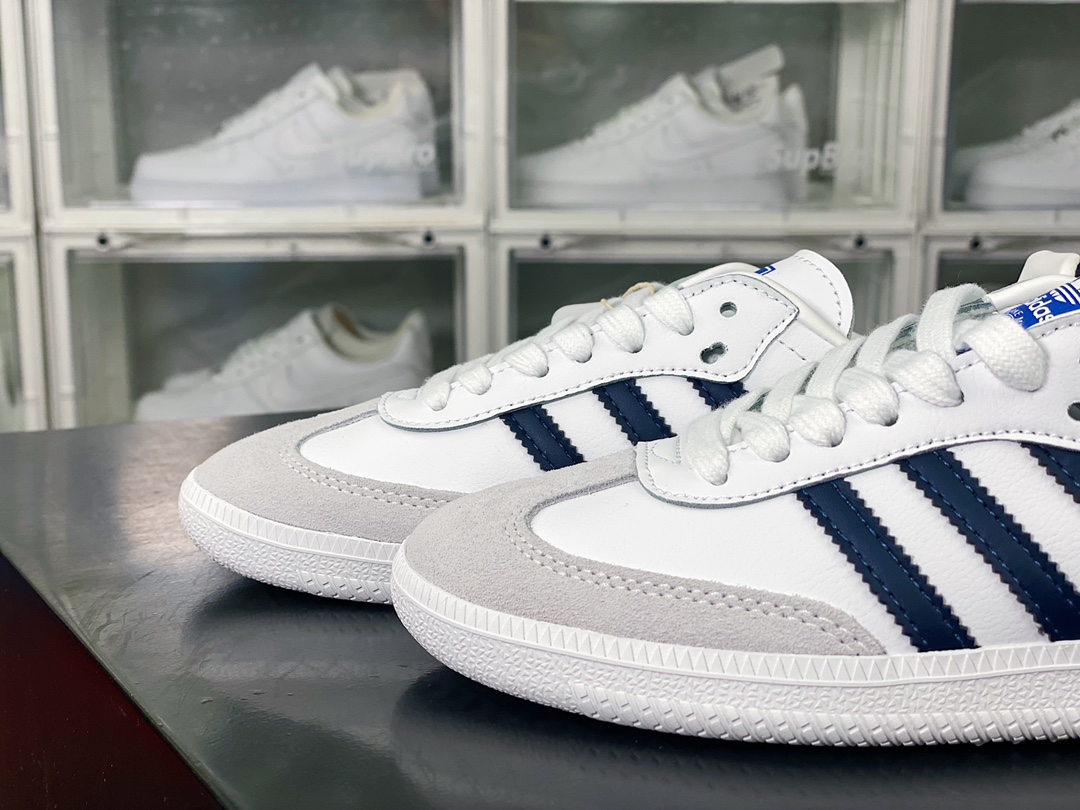 Adidas Originals Samba OG Samba Series Gentleman Dexter Football Shoes ”Leather White Gray Navy Blue” GW3158