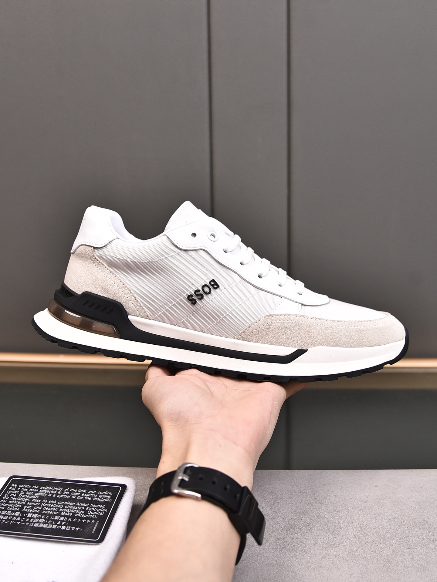 PP220 [BOSS] modelos explosivos cara con cuero de vaca importado hechizo malla de tela impermeable c