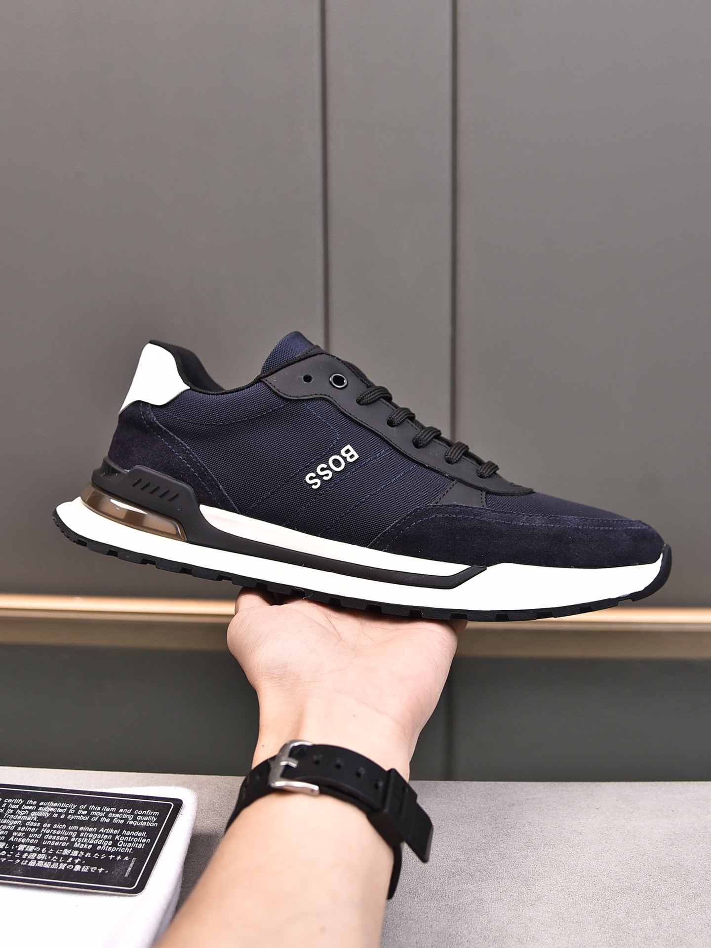PP220 [BOSS] modelos explosivos cara con cuero de vaca importado hechizo malla de tela impermeable c