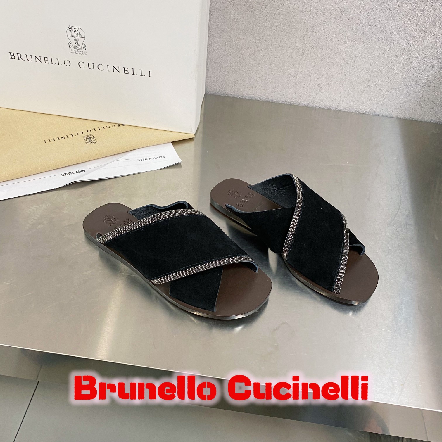 Brunello Cucinelli Scarpe Sneaker Pantofole Ricamo Camoscio Cotone Cuoio genuino Gomma Collezione Primavera/Estate Pantaloni da tuta