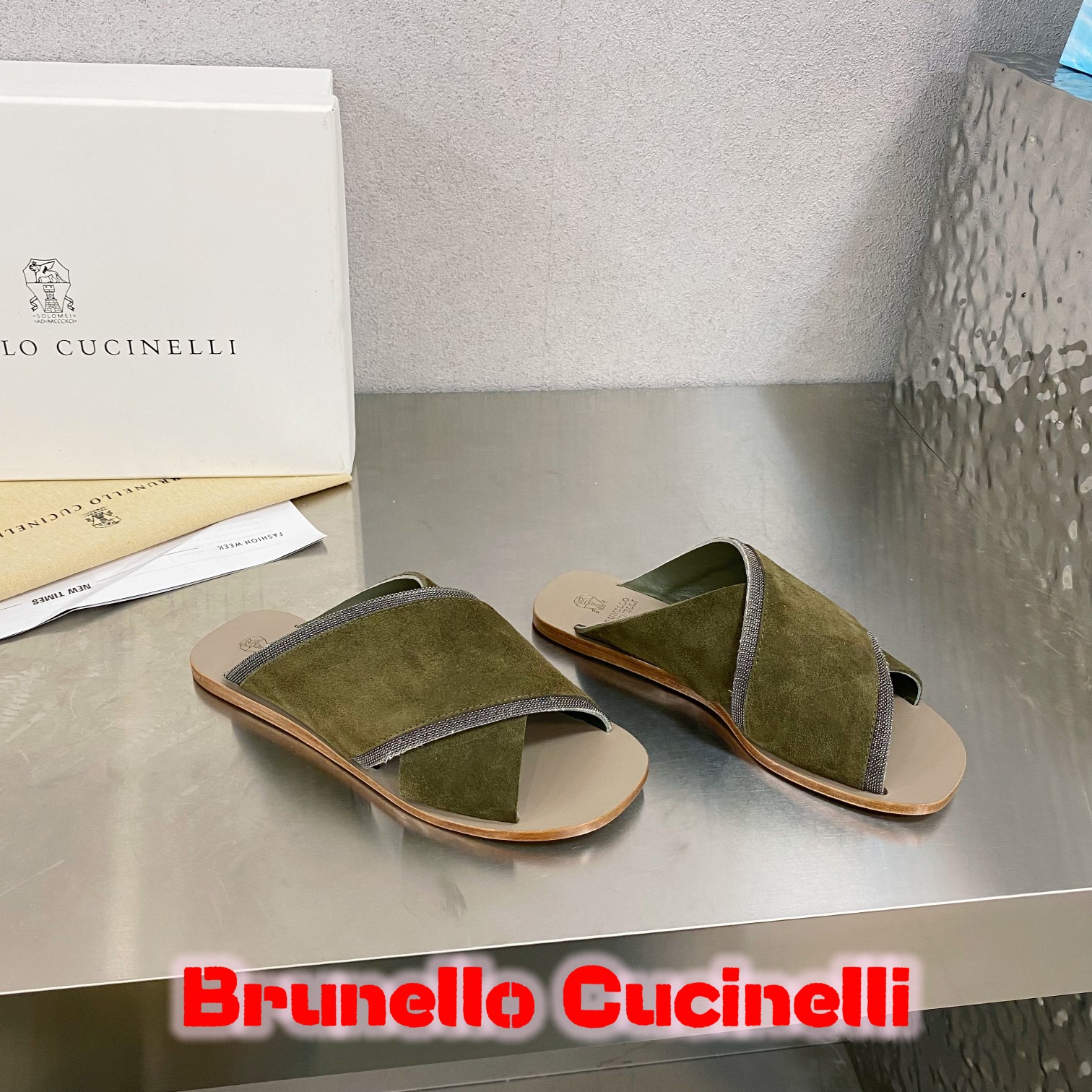 Brunello Cucinelli Scarpe Sneaker Pantofole Ricamo Camoscio Cotone Cuoio genuino Gomma Collezione Primavera/Estate Pantaloni da tuta