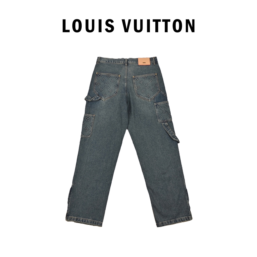 400 Louis Vuitton路易威登压纹老花工装牛仔裤