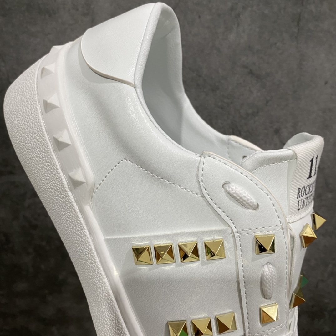 [Top quality made in Dongguan] VALENTINO VLTN OPEN pure white calfskin rivet sneakers