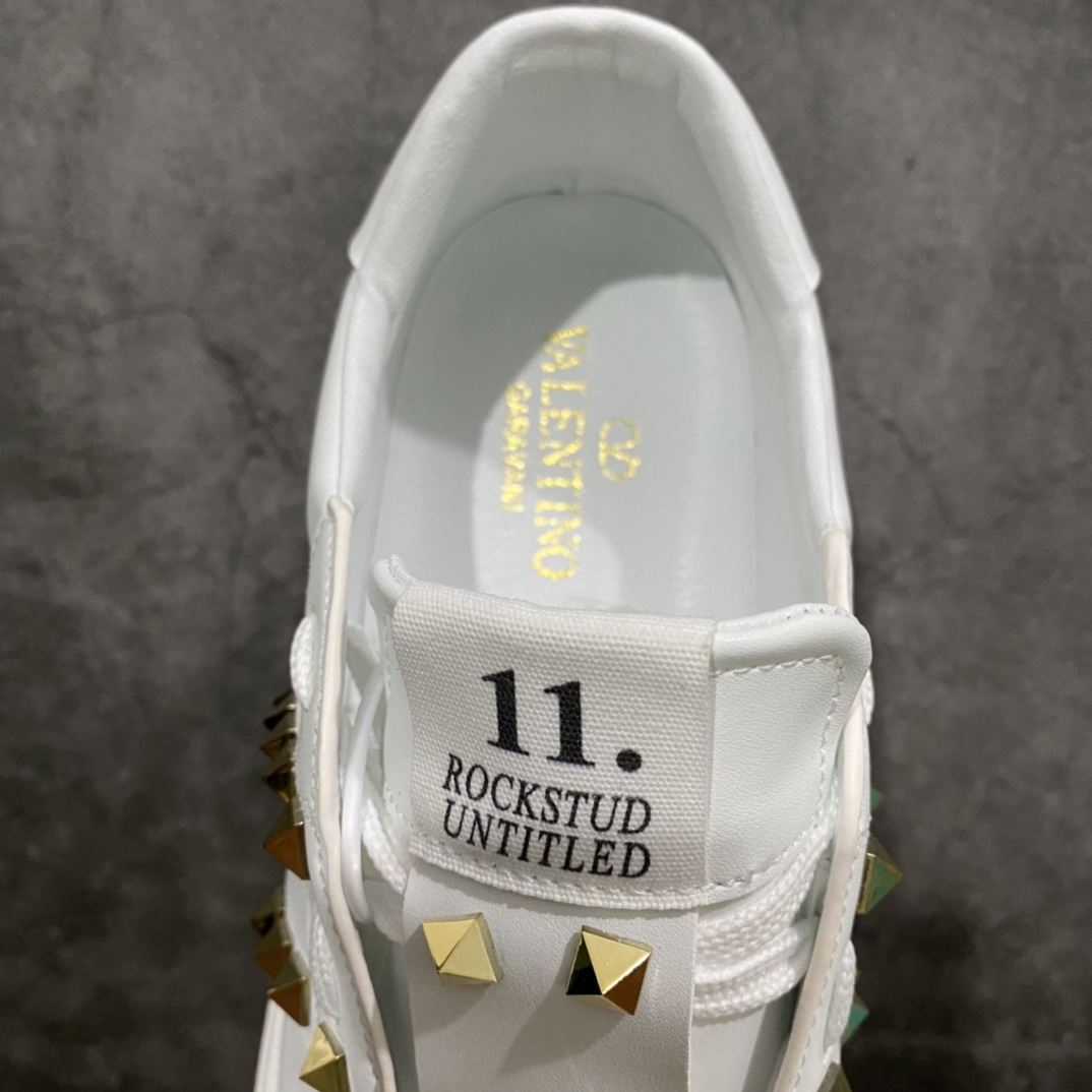 [Top quality made in Dongguan] VALENTINO VLTN OPEN pure white calfskin rivet sneakers