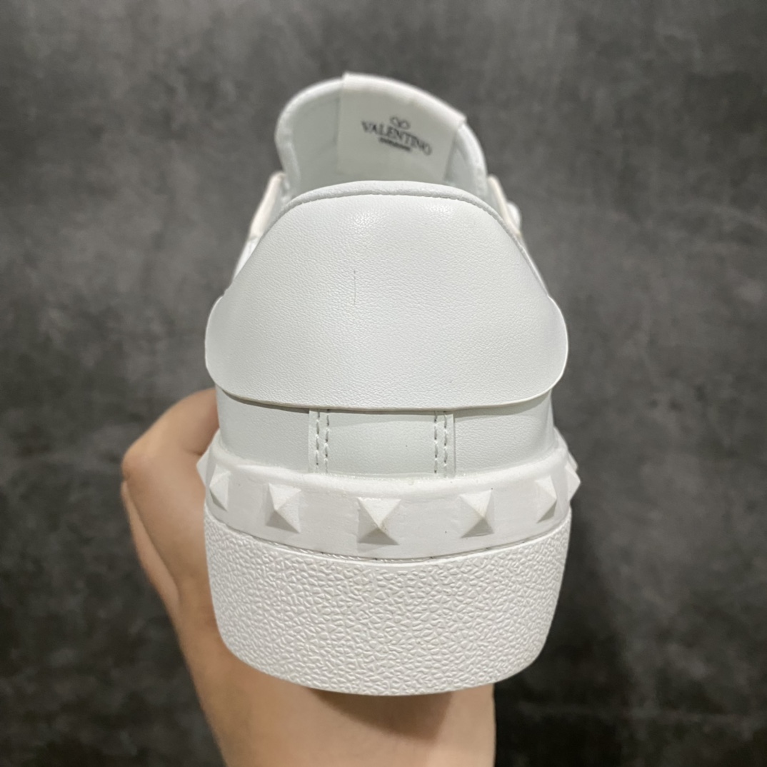 [Top quality made in Dongguan] VALENTINO VLTN OPEN pure white calfskin rivet sneakers