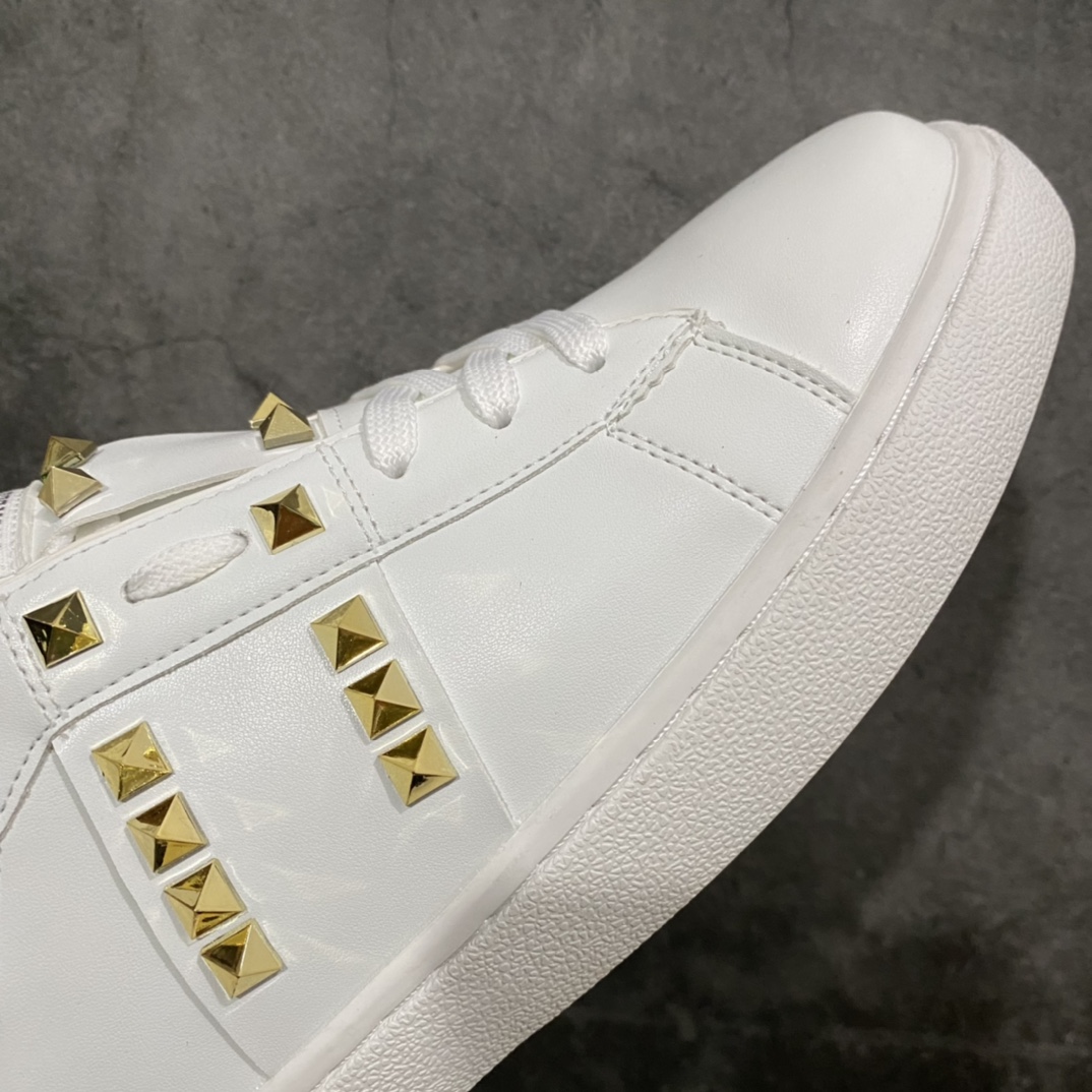 [Top quality made in Dongguan] VALENTINO VLTN OPEN pure white calfskin rivet sneakers