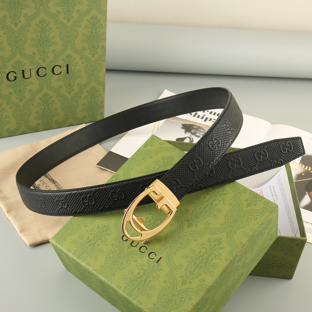Gucci头层牛皮宽3.5CM官网同