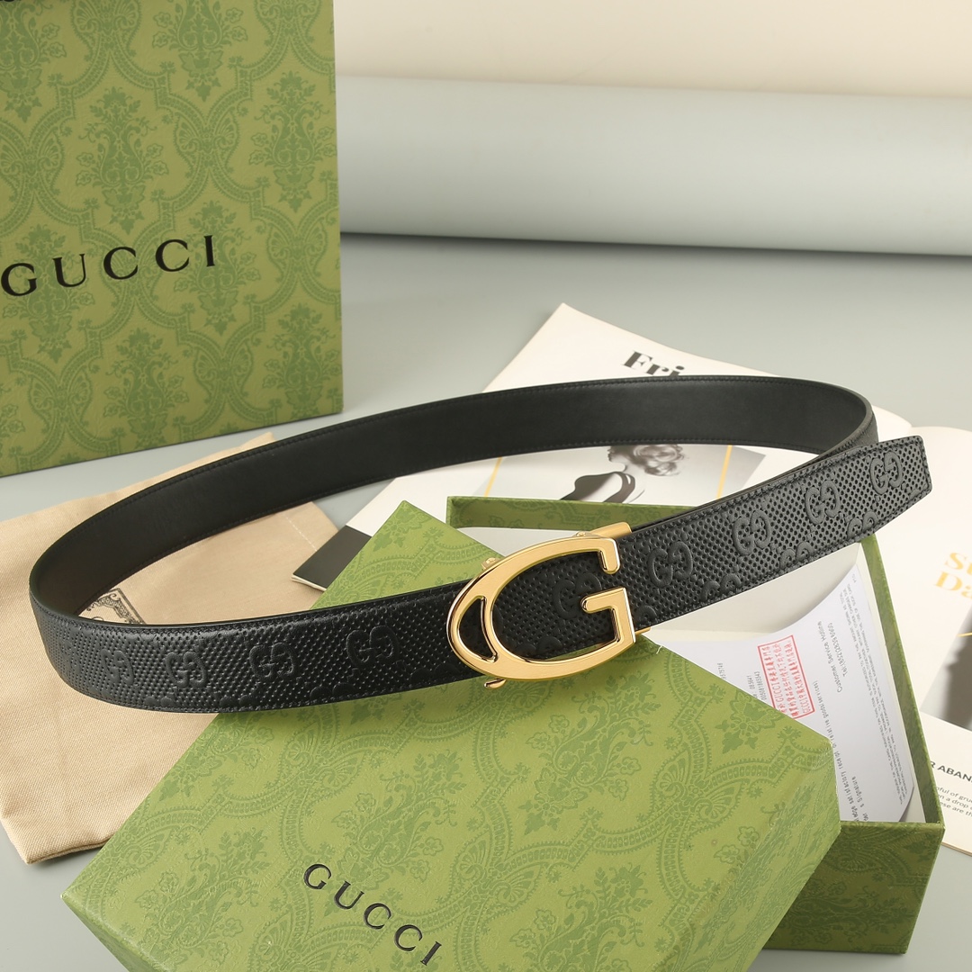 Gucci头层牛皮宽3.5CM官网同