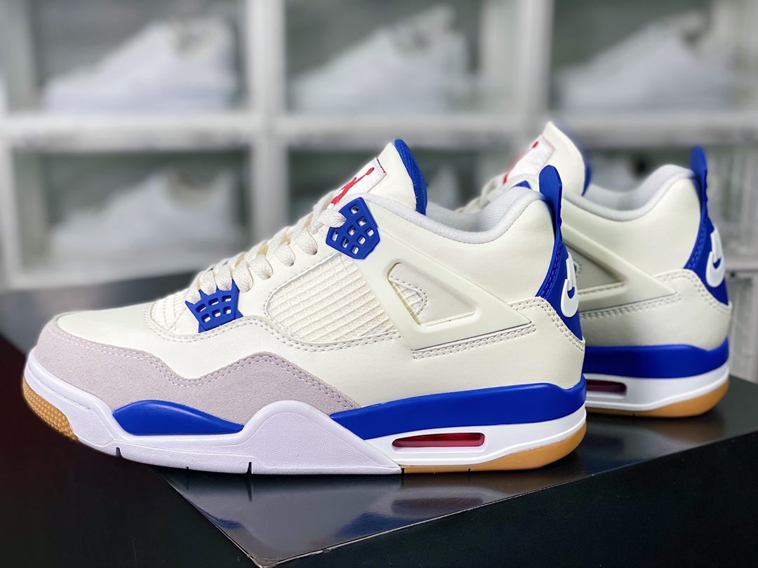 280 SB x Air Jordan 4 Retro SP”Blue Sapphire”迈克尔·乔丹AJ4代中帮篮球鞋“联名白蓝生胶”DR5415-104