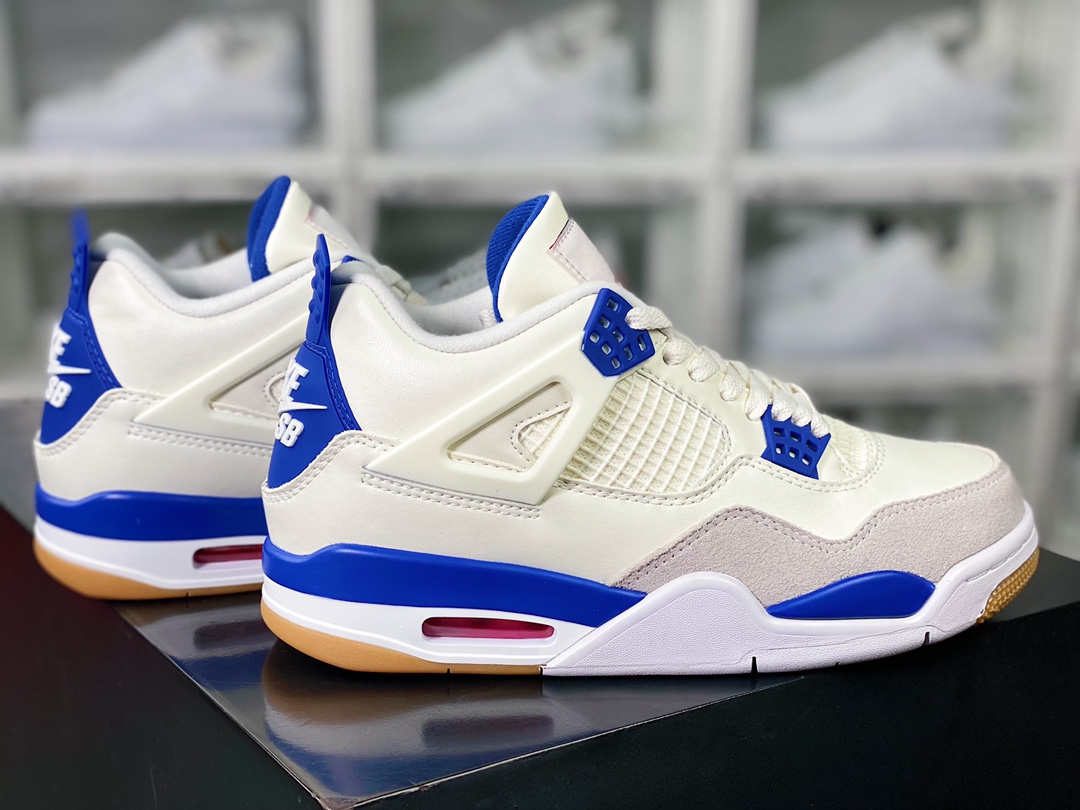 280 SB x Air Jordan 4 Retro SP”Blue Sapphire”迈克尔·乔丹AJ4代中帮篮球鞋“联名白蓝生胶”DR5415-104