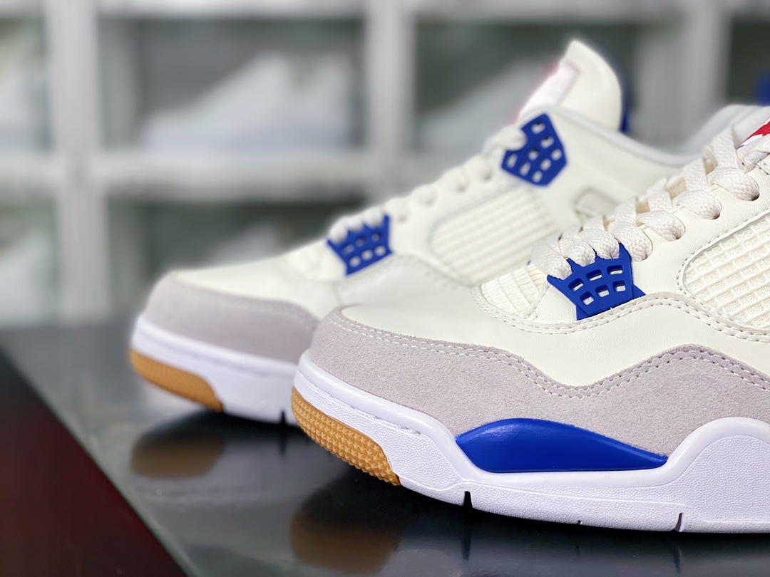 280 SB x Air Jordan 4 Retro SP”Blue Sapphire”迈克尔·乔丹AJ4代中帮篮球鞋“联名白蓝生胶”DR5415-104