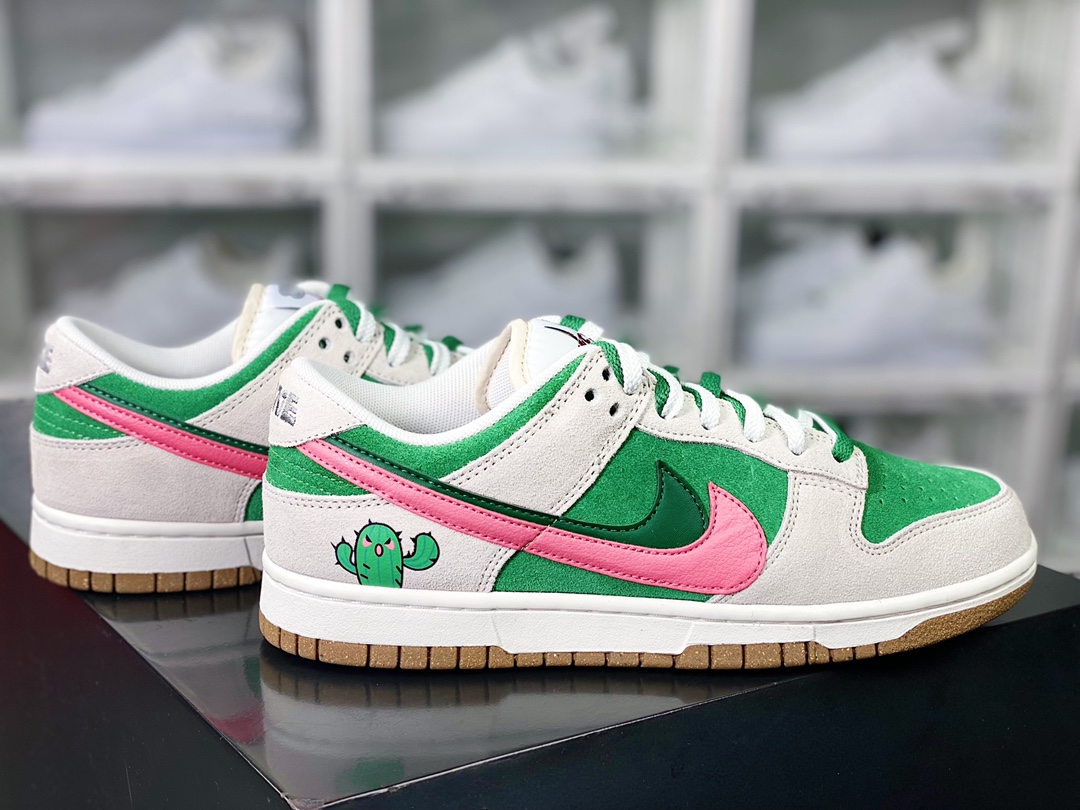 220 SB Dunk Low SE”85 Double Swoosh/Grey/Green/Pink/Cactus”扣篮板鞋“翻毛浅灰绿粉双钩仙人掌”DO9457-137