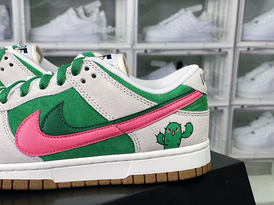 220 SB Dunk Low SE”85 Double Swoosh/Grey/Green/Pink/Cactus”扣篮板鞋“翻毛浅灰绿粉双钩仙人掌”DO9457-137