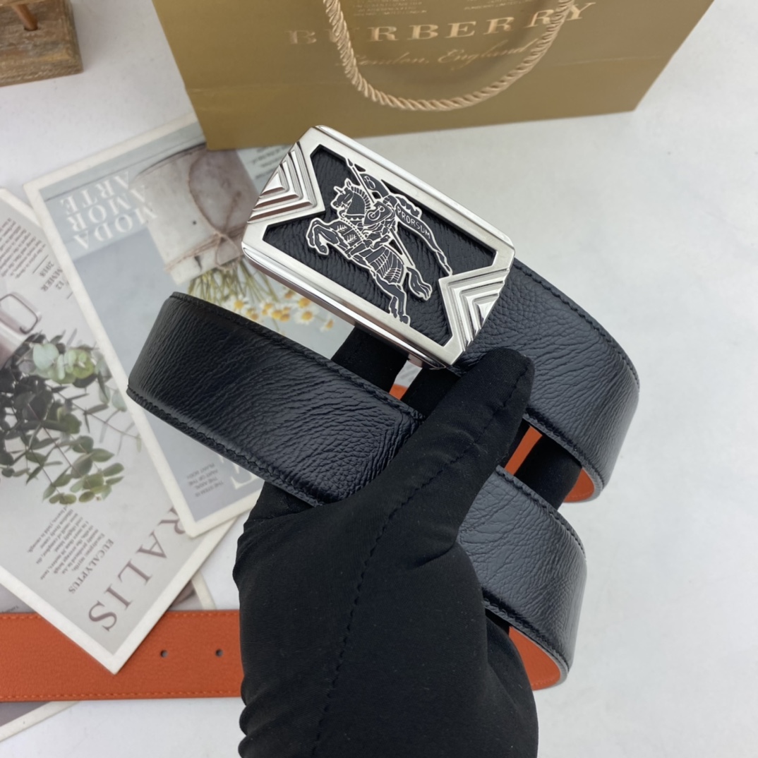 巴宝莉   男士花皮腰带38mm  可双面使用 专柜走线 原单品质 搭配新款扣  