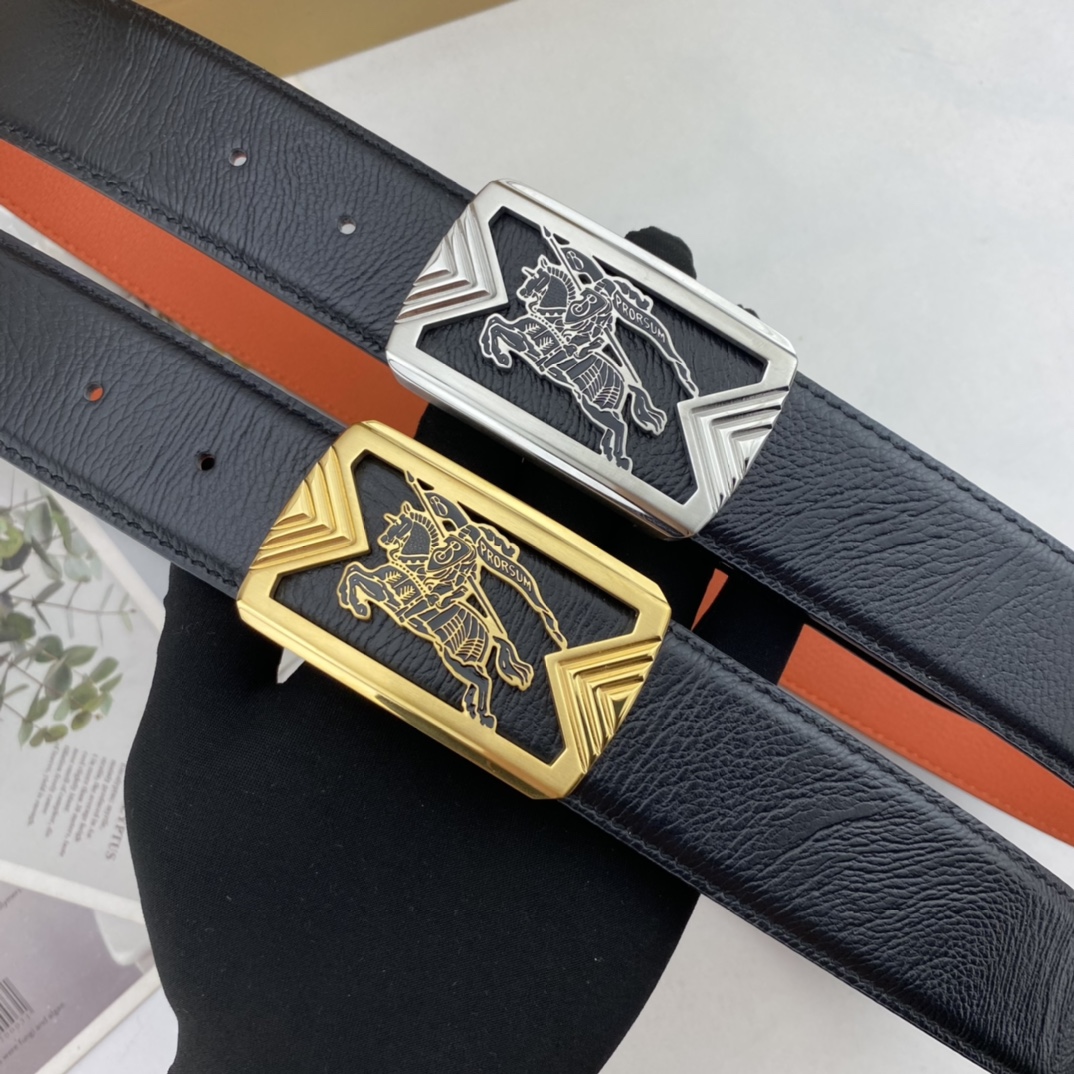 巴宝莉   男士花皮腰带38mm  可双面使用 专柜走线 原单品质 搭配新款扣  
