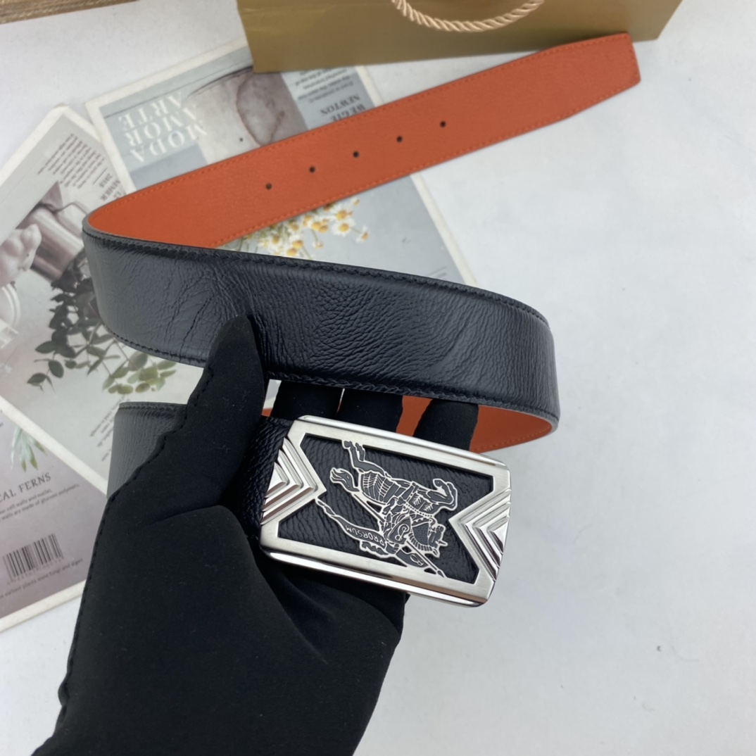 巴宝莉   男士花皮腰带38mm  可双面使用 专柜走线 原单品质 搭配新款扣  