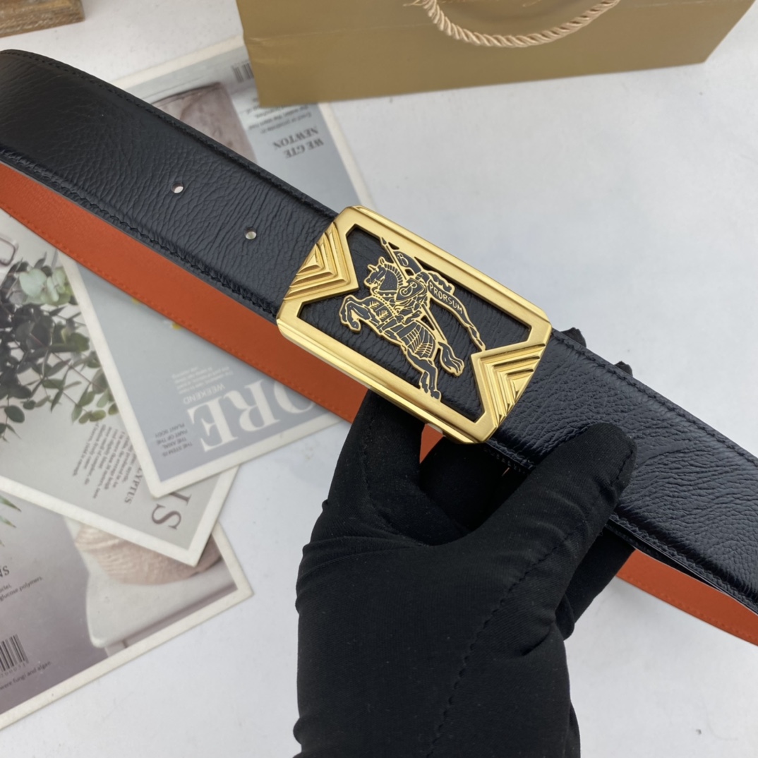 巴宝莉   男士花皮腰带38mm  可双面使用 专柜走线 原单品质 搭配新款扣  
